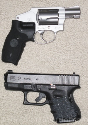 Top: RevolverBottom: Semi-auto pistol