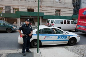 Police officer and car