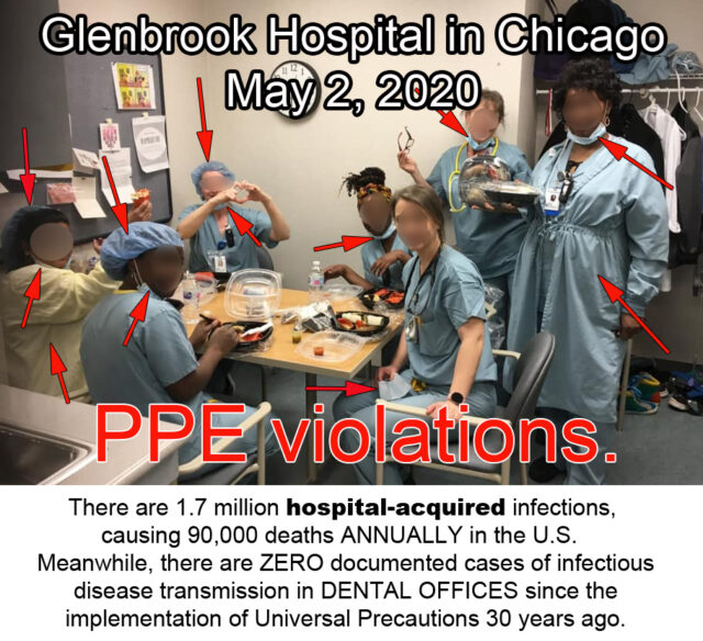 Glenbrook Hospital Chicago PPE violations in lunch room!